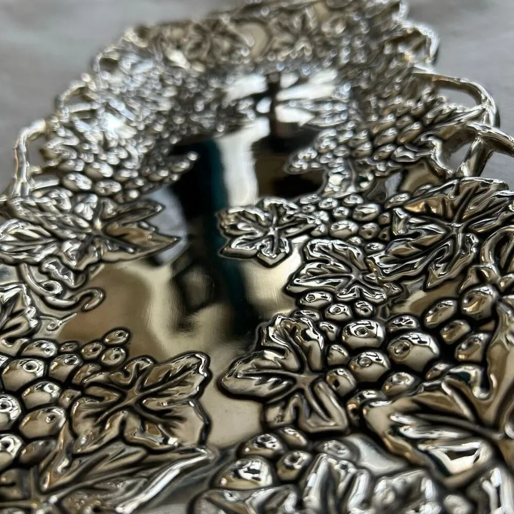 Godinger Silver Plated Grape Vine Serving Tray With Handles